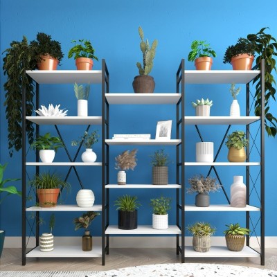 14 Raflı Çiçek ve Saksı Sergileme Rafı Çok Amaçlı Modern Dekoratif Depolama Ünitesi Beyaz 180 cm