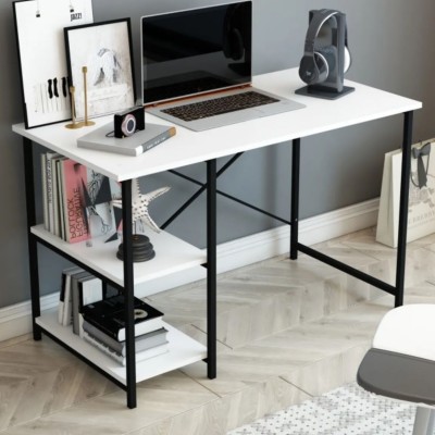 Raflı Çalışma Masası ,Metal Ayaklı, Laptop,Bilgisayar Masası, Kitaplıklı Ofis & Ev Masası (90x60 cm)