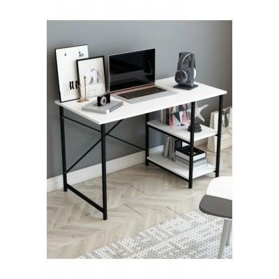 Raflı Çalışma Masası ,Metal Ayaklı, Laptop,Bilgisayar Masası, Kitaplıklı Ofis & Ev Masası (90x60 cm)