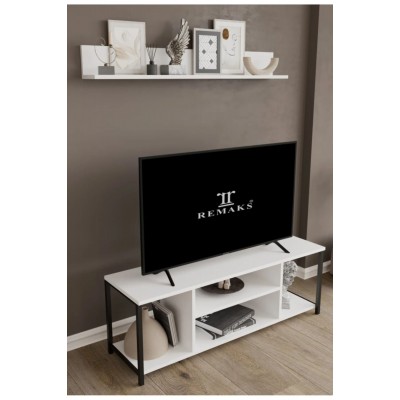 Jolie 120 Cm Metal Tv Sehpası Raflı Tv Ünitesi Televizyon Sehpası Beyaz