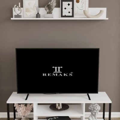 Jolie 120 Cm Metal Tv Sehpası Raflı Tv Ünitesi Televizyon Sehpası Beyaz